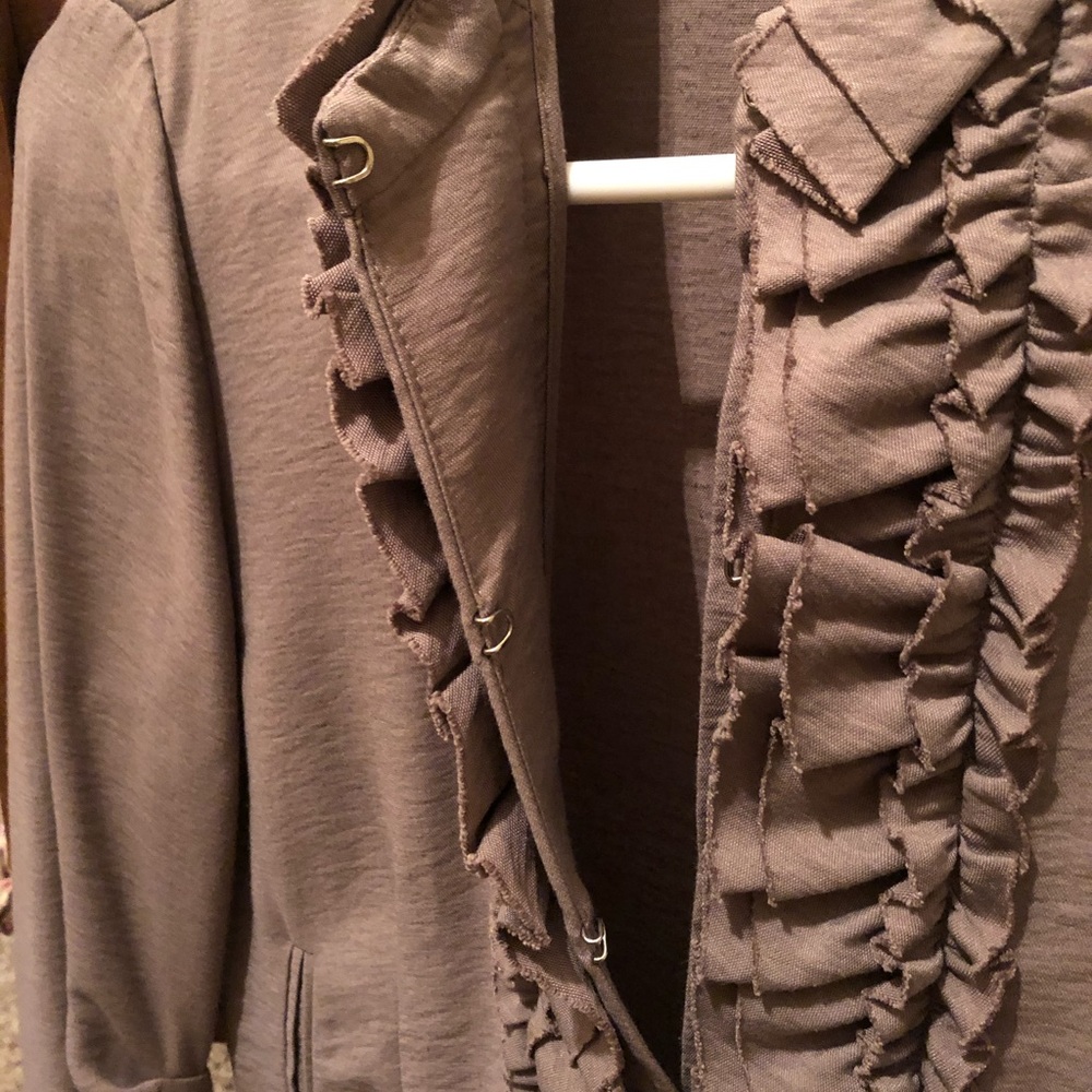 BCBGMaxAzria Mocha Ruffle Jacket - Picture 6 of 9